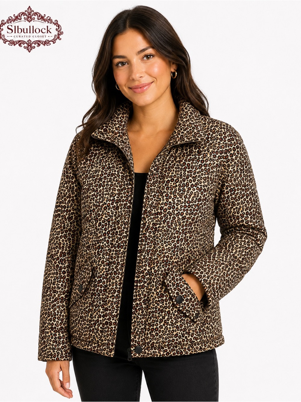 L8 Leopard Print Lightweight Puffer Jacket Size Large